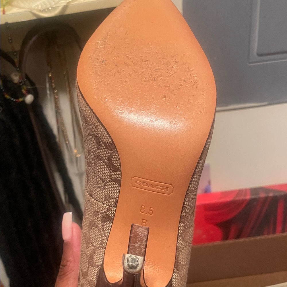 Coach Brown Patterned Women's Heels - Picture 2 of 5